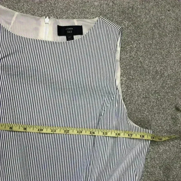 J Crew Womens Striped Round Neck Pleated Sleeveless Fit Flare Dress Size 14 Tall - Picture 2 of 10